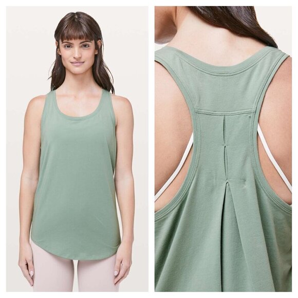 Lululemon Love Tank Pleated Relaxed Racerback in Sage Green Women's 6 - Picture 1 of 6